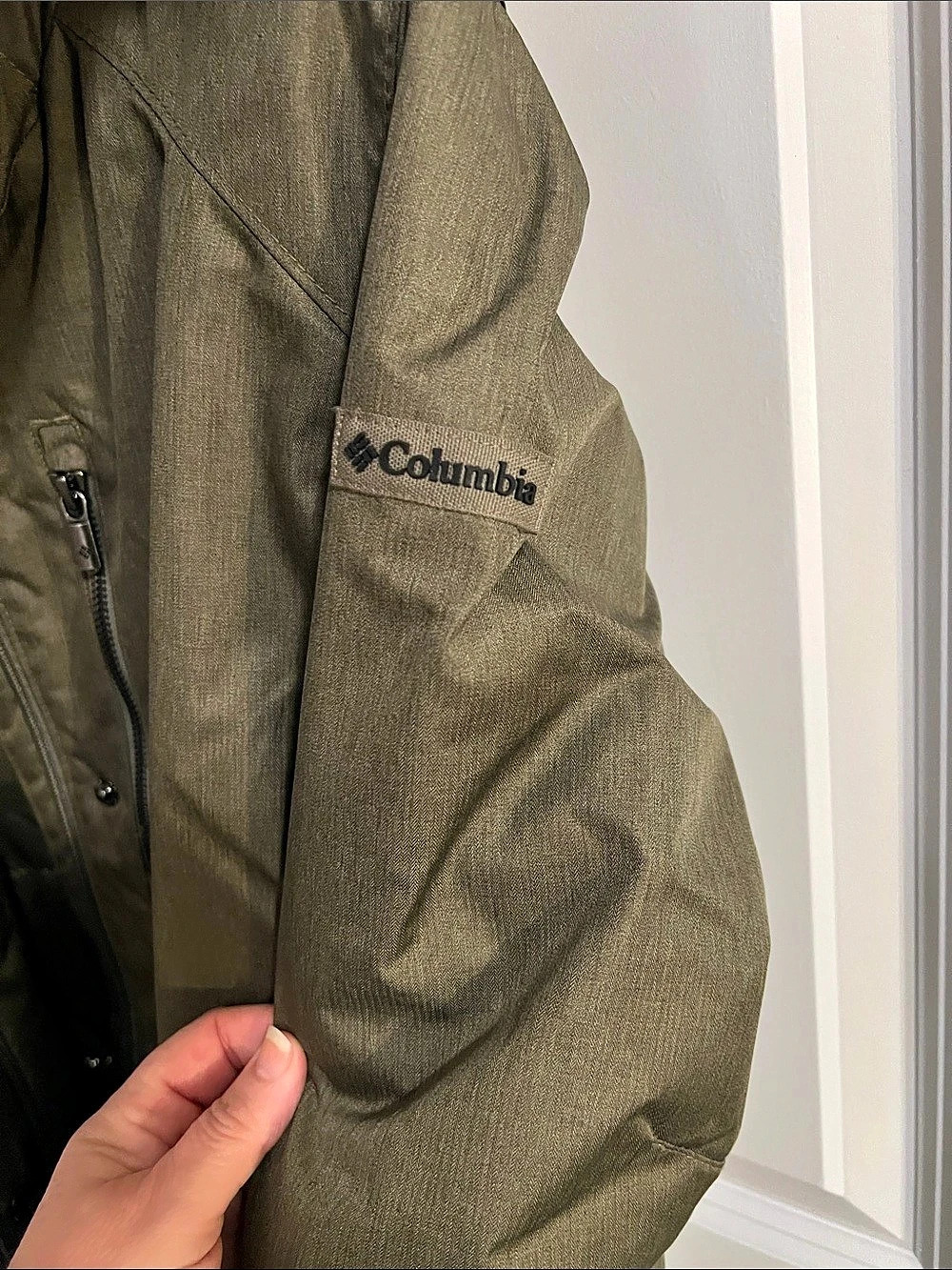 Columbia Marquam Peak Fusion Parka Women's Hooded Puffer Green & Brown Large - Picture 3 of 8